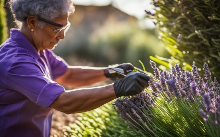 kobieta przycinająca lawendę