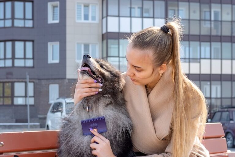 Kobieta trzymająca paszport i psa