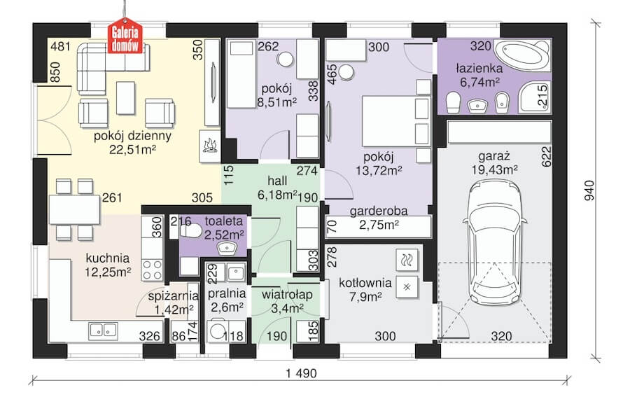 Dom przy Przyjemnej 36 – rzut parteru
