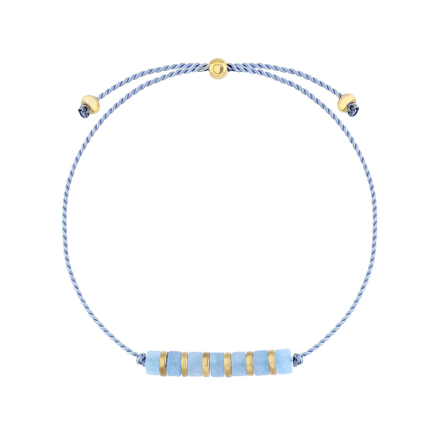 Bransoletka sznurkowa z niebieski akwamarynem