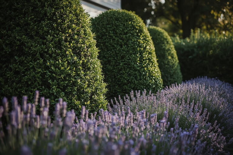 Bukszpan i lawenda w ogrodzie