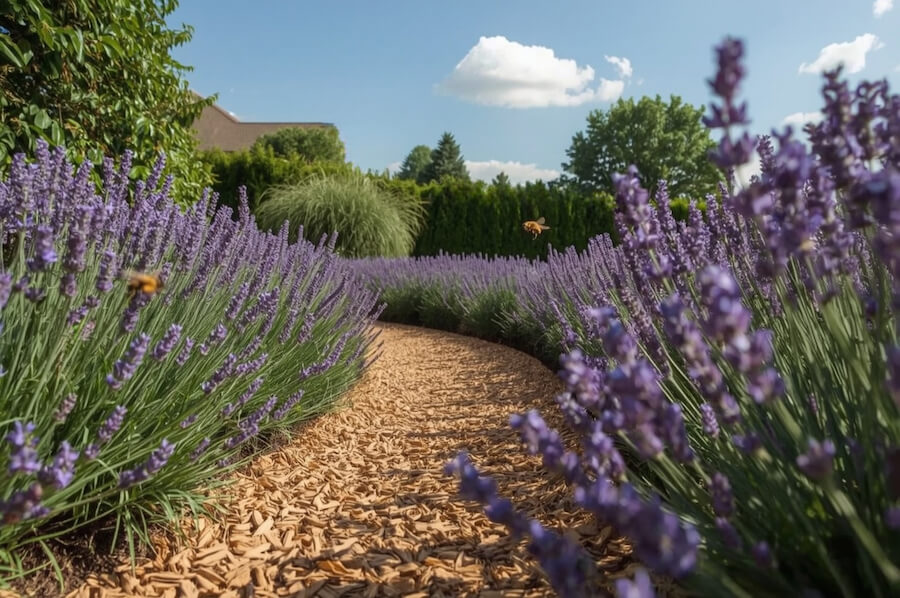 Ścieżka i lawenda w ogrodzie