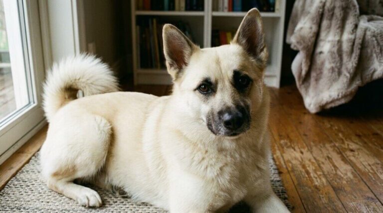 Buhund norwerski w domu