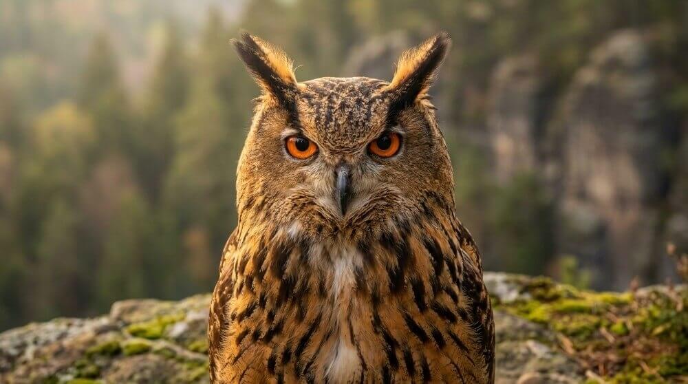 Puchacz zwyczajny (Bubo bubo) z bliska