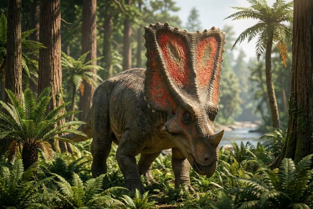 Zdjęcie dinozaura, Chasmozaur, w naturalnym środowisk