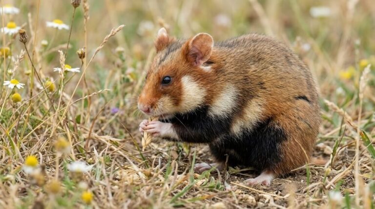 Chomik europejski jedzący