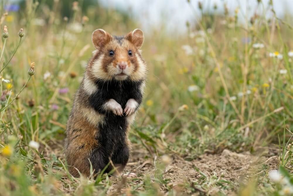 Chomik europejski na stojąco